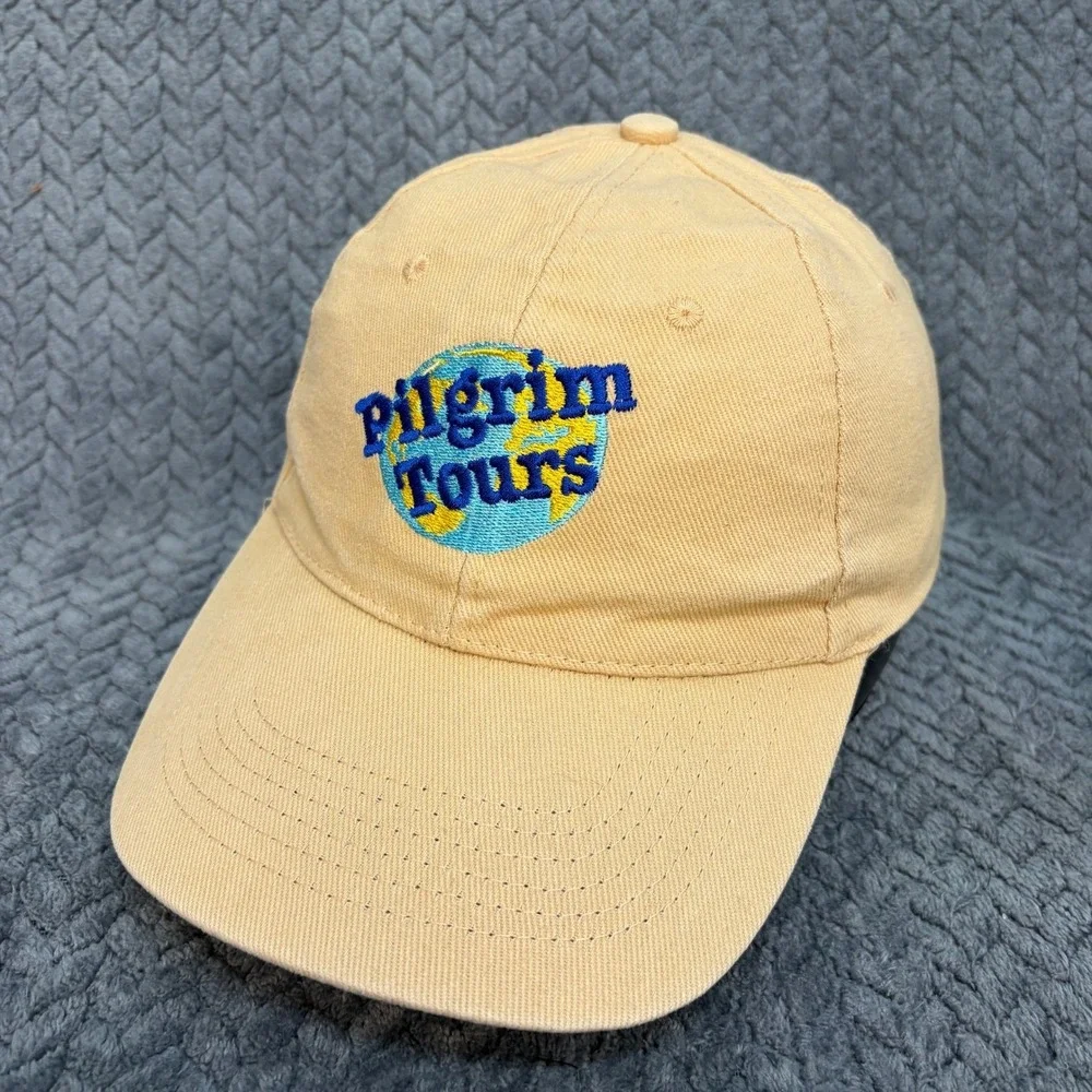 Pilgrim Tours Baseball Cap Tan Beige Cotton Adjustable Strapback Dad Hat 0736